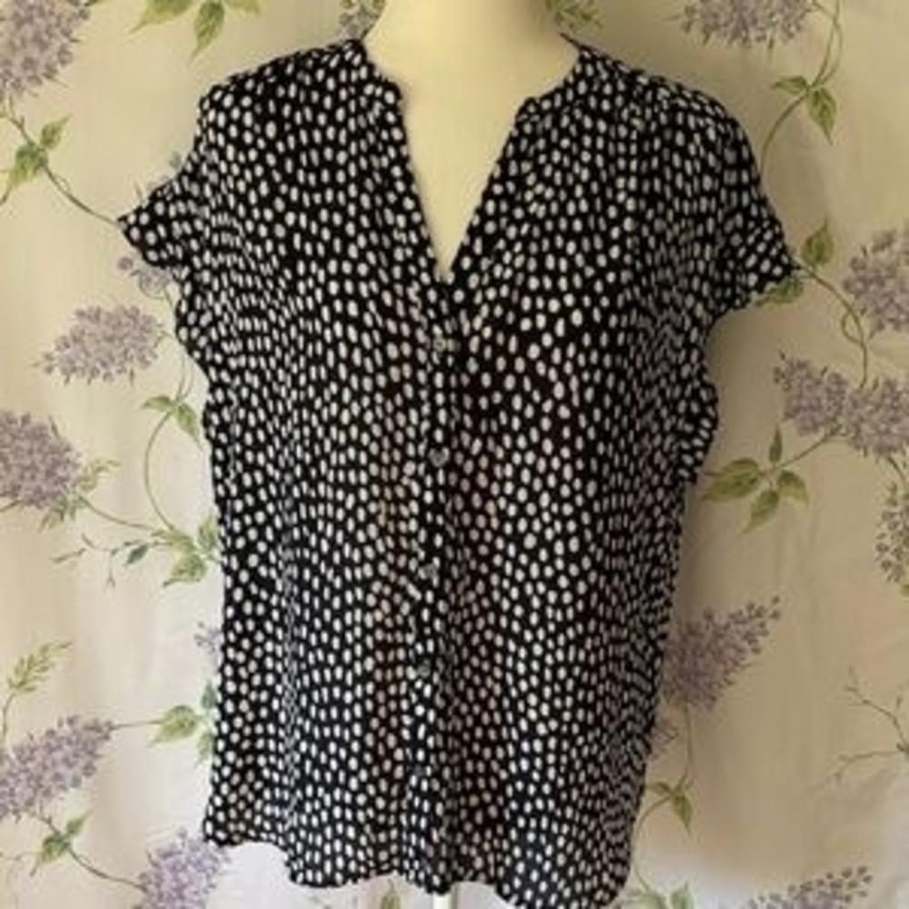 JCrew Navy & White Leopard Blouse